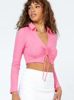 Princess Polly Darbie Long Sleeve Top  Pink Hot