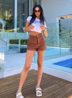 Princess Polly Darby A Line Short  Brown Fashion