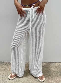 Princess Polly Darcie Knit Pants  White New