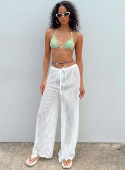 Princess Polly Darcie Knit Pants  White New