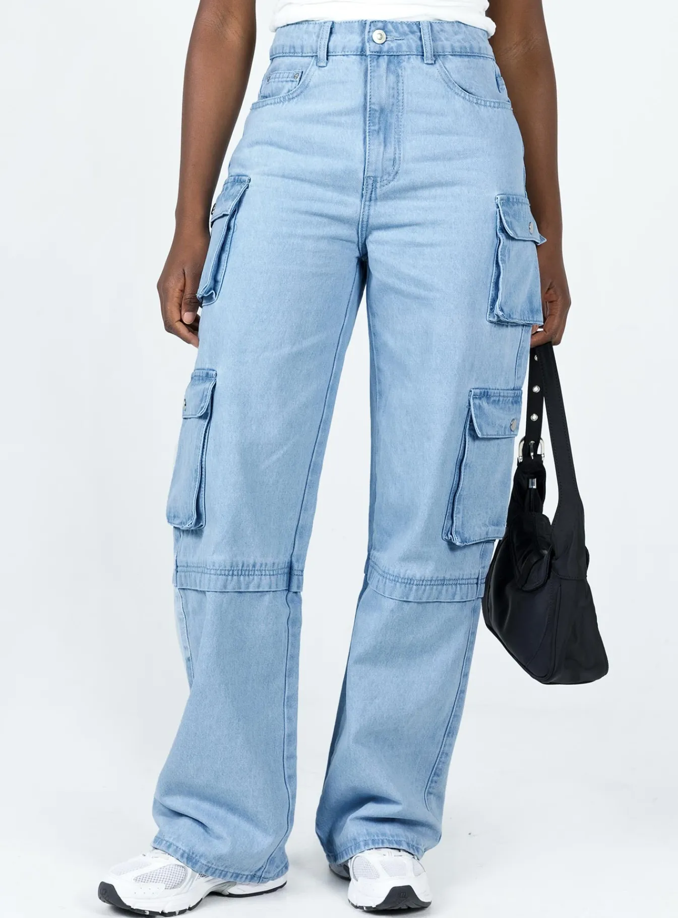 Princess Polly Darla Cargo Denim Jeans Light Wash Denim New