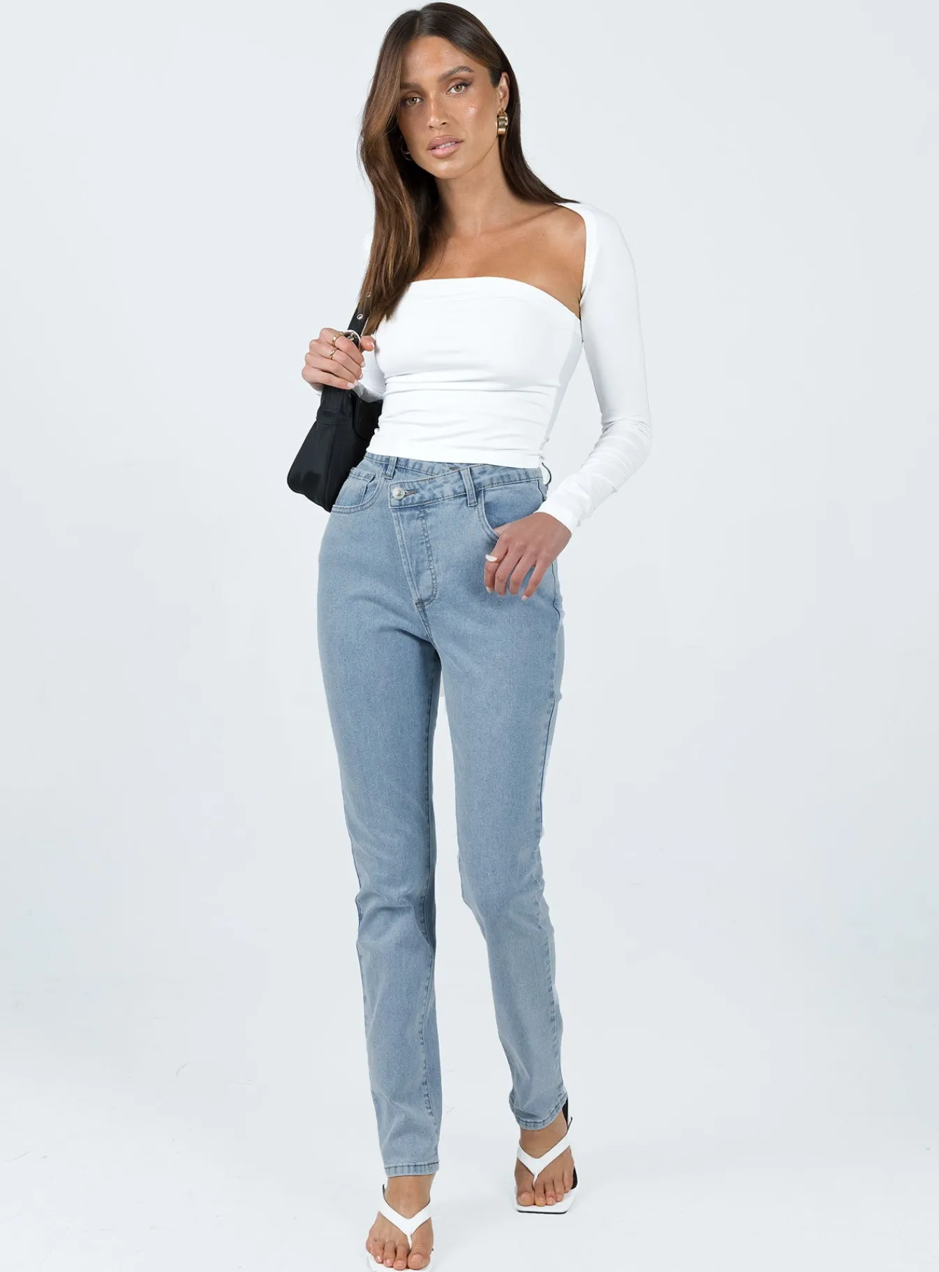 Princess Polly Darley Asymmetric Jeans Denim Cheap