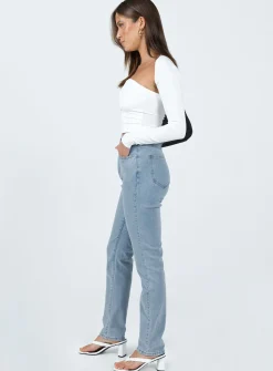 Princess Polly Darley Asymmetric Jeans Denim Cheap