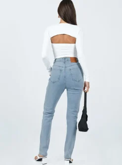Princess Polly Darley Asymmetric Jeans Denim Cheap