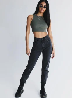 Princess Polly Darlington Crop Top Khaki Hot