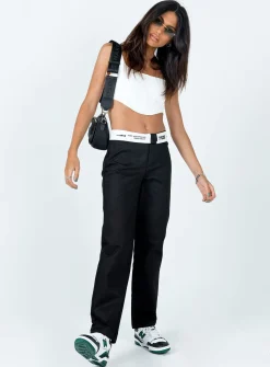Princess Polly Dava Low Rise Pants  Black Flash Sale