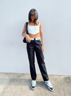 Princess Polly Dava Low Rise Pants  Black Flash Sale