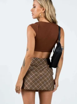 Princess Polly Davenport Mini Skirt Brown Online