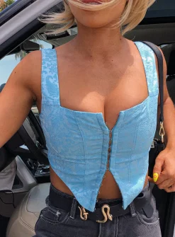 Princess Polly Day Dreaming Top  Blue Sale