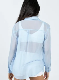 Princess Polly Deacon Shirt  Blue Hot