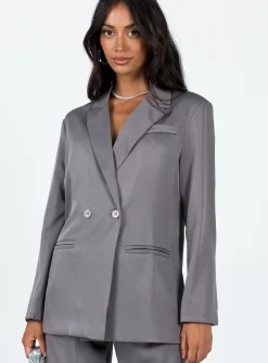 Princess Polly Deagon Blazer  Grey New