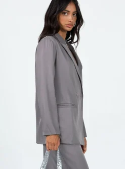 Princess Polly Deagon Blazer  Grey New