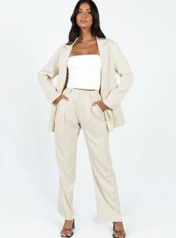 Princess Polly Deagon Pants  Cream Sale