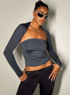 Princess Polly Deandra Top  Navy Outlet