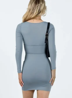 Princess Polly Dee Long Sleeve Mini Dress  Blue Online
