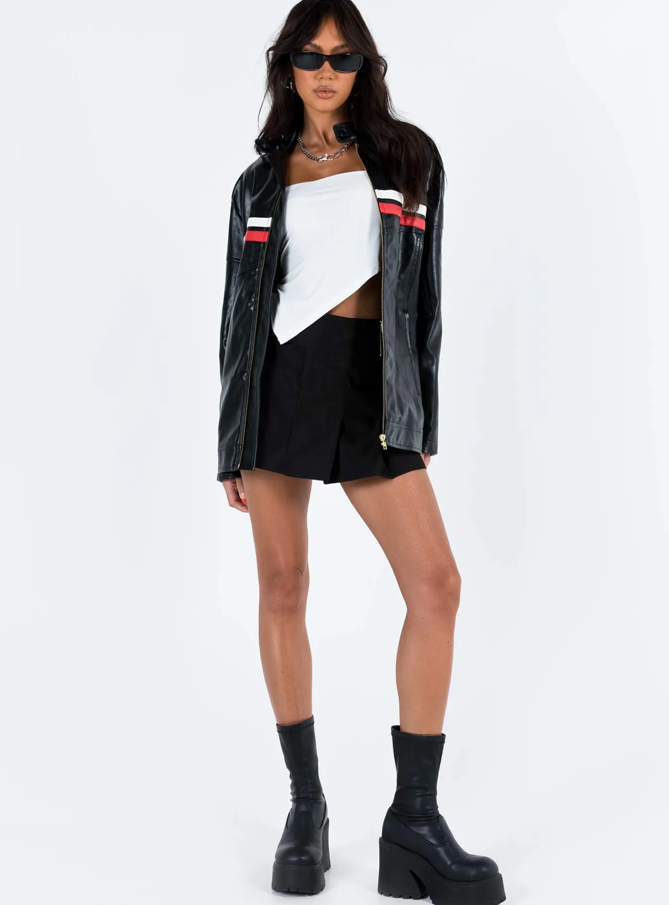 Princess Polly Deena Faux Leather Jacket Black Cheap