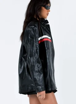 Princess Polly Deena Faux Leather Jacket Black Cheap