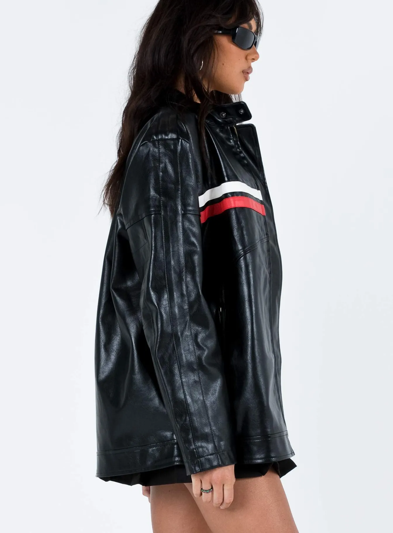 Princess Polly Deena Faux Leather Jacket Black Cheap