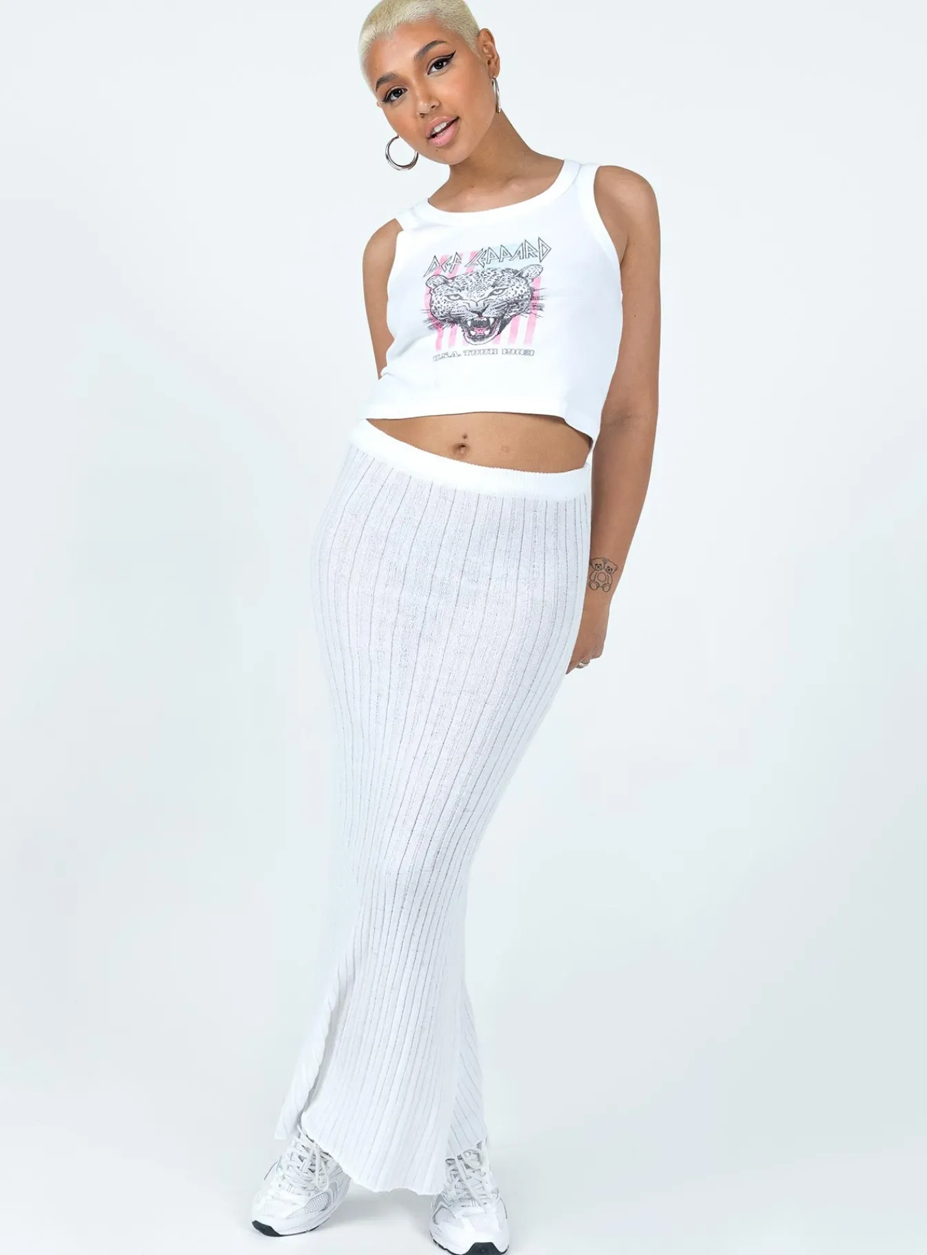 Princess Polly Def Leppard Usa 1983 Tour Cropped Tank White Discount