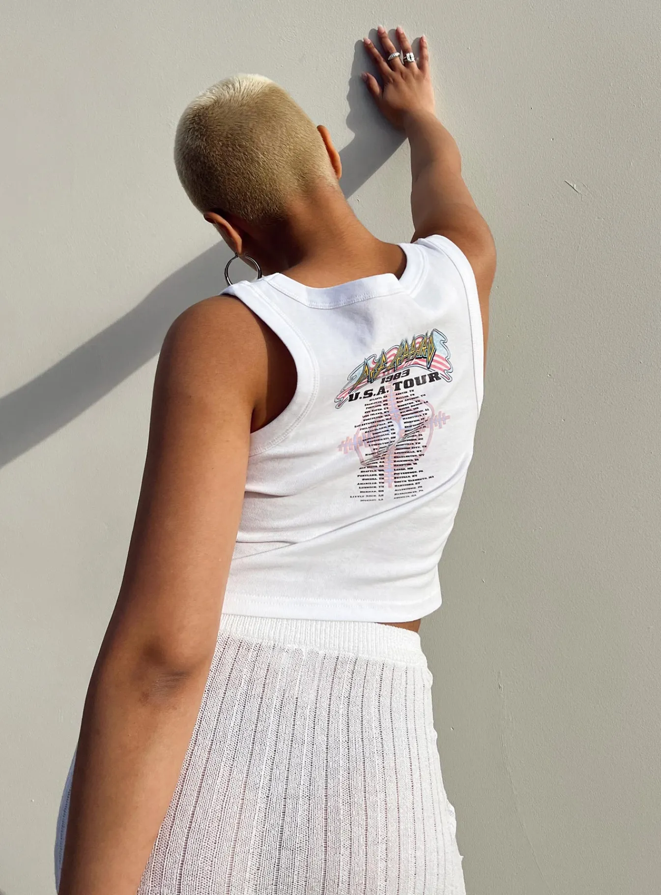 Princess Polly Def Leppard Usa 1983 Tour Cropped Tank White Discount