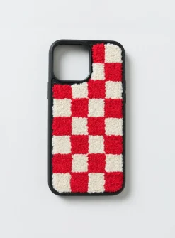 Princess Polly Delano Check Textu Iphone Case  Red Clearance
