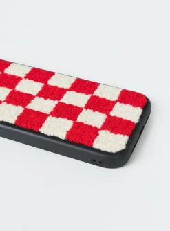 Princess Polly Delano Check Textu Iphone Case  Red Clearance