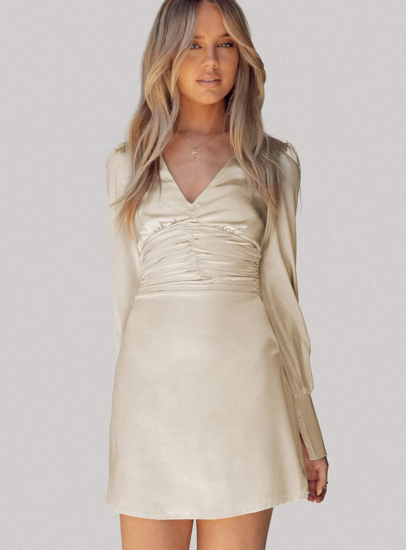 Princess Polly Deliah Mini Dress Champagne Outlet