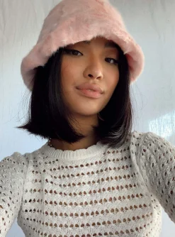 Princess Polly Delvey Fluffy Hat  Pink Cheap