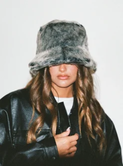 Princess Polly Delvey Fluffy Hat  Grey Clearance