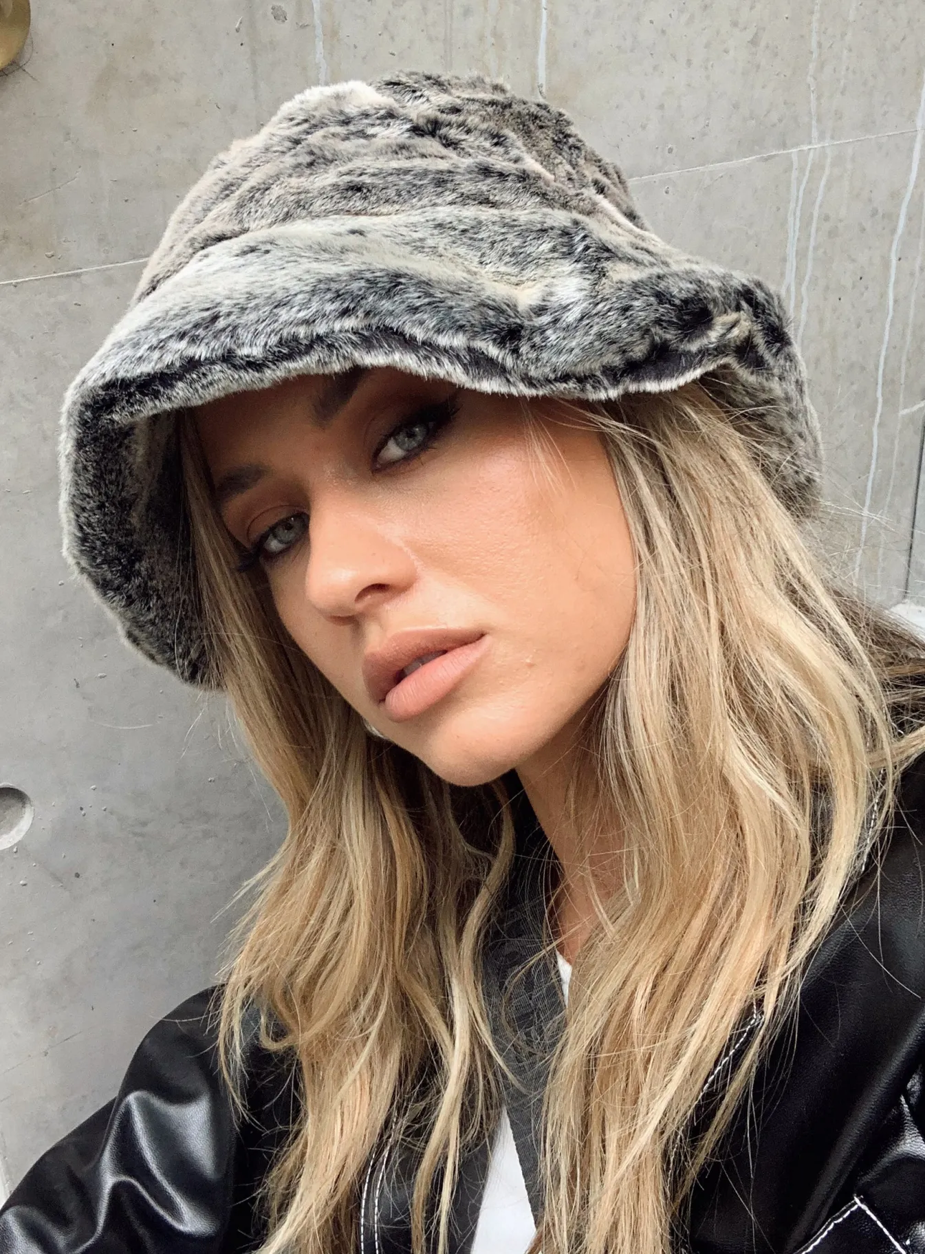 Princess Polly Delvey Fluffy Hat Grey Clearance