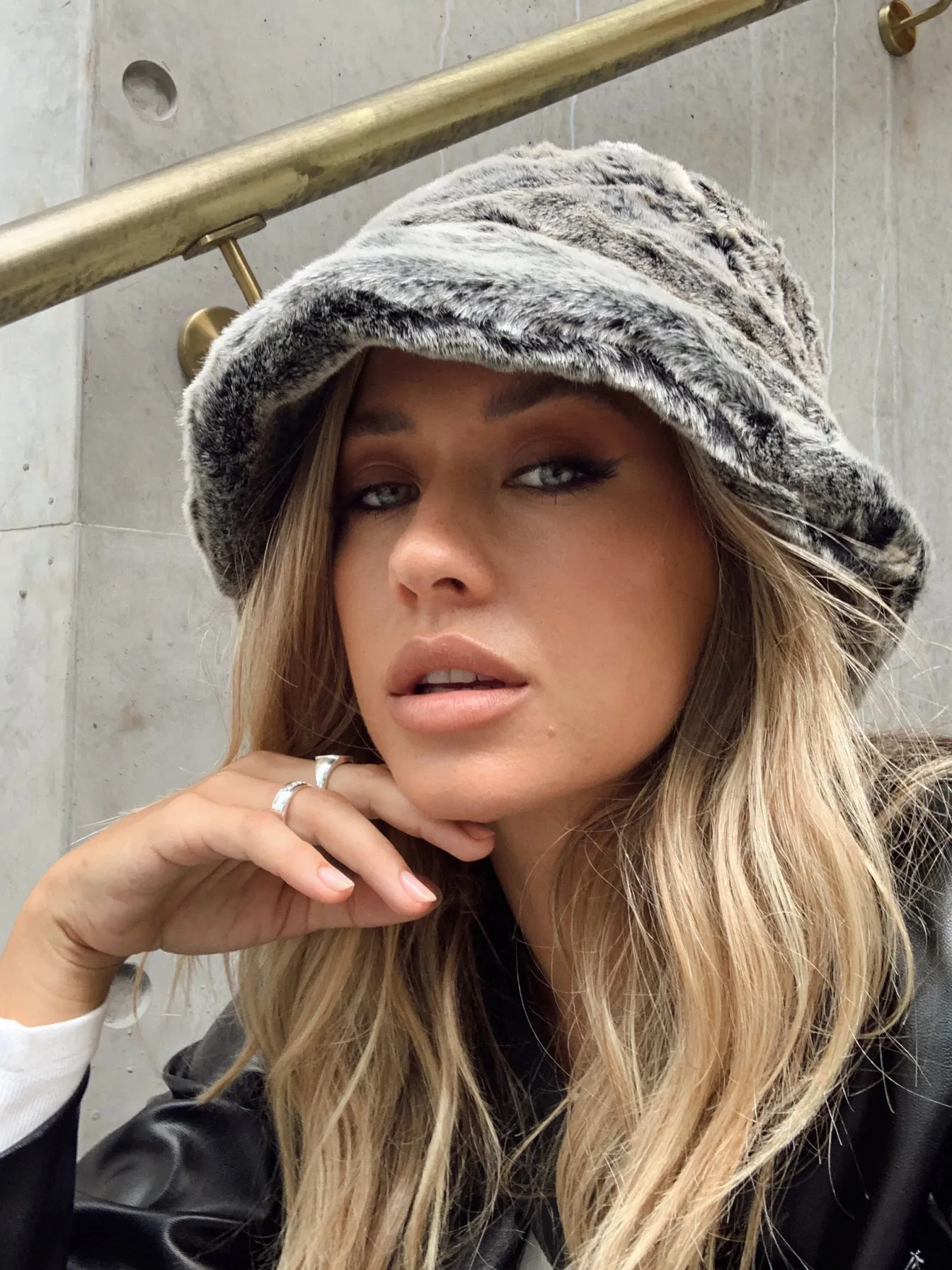 Princess Polly Delvey Fluffy Hat Grey Clearance