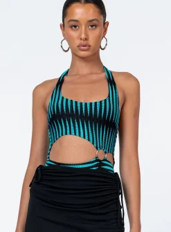 Princess Polly Denair Bodysuit/ Black   Blue Clearance