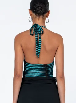 Princess Polly Denair Bodysuit/ Black   Blue Clearance