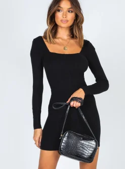 Princess Polly Denielle Mini Dress  Black Clearance