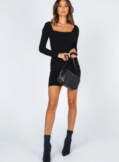 Princess Polly Denielle Mini Dress  Black Clearance