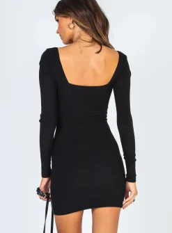 Princess Polly Denielle Mini Dress  Black Clearance