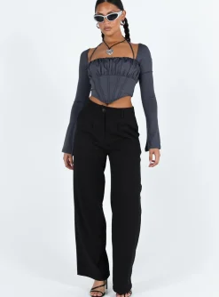 Princess Polly Dennison Long Sleeve Top  Grey Shop