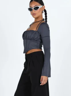 Princess Polly Dennison Long Sleeve Top  Grey Shop