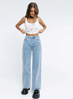 Princess Polly Denver Denim Jeans  Mid Wash Outlet