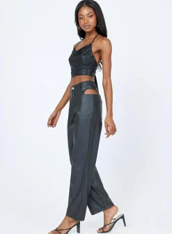Princess Polly Desire Hip Cut Out Pu Pants Black Hot