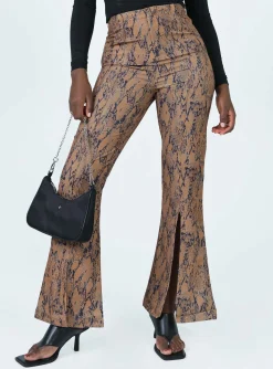 Princess Polly Devotion Snake Print Pants  Brown Flash Sale