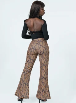 Princess Polly Devotion Snake Print Pants  Brown Flash Sale