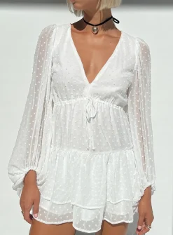 Princess Polly Dialla Long Sleeve Mini Dress  White Shop
