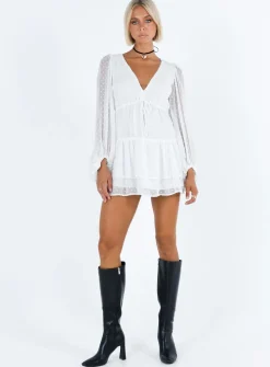 Princess Polly Dialla Long Sleeve Mini Dress White Shop