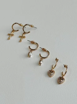 Princess Polly Diaz Earring Pack  Gold New