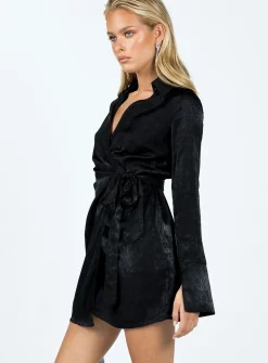 Princess Polly Diddam Long Sleeve Mini Dress Black Shop
