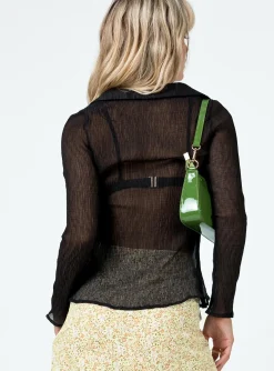 Princess Polly Dionte Long Sleeve Top  Black Shop