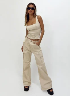 Princess Polly Dobson Pants  Beige Hot