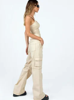 Princess Polly Dobson Pants  Beige Hot