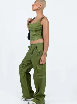 Princess Polly Dobson Pants  Green Cheap